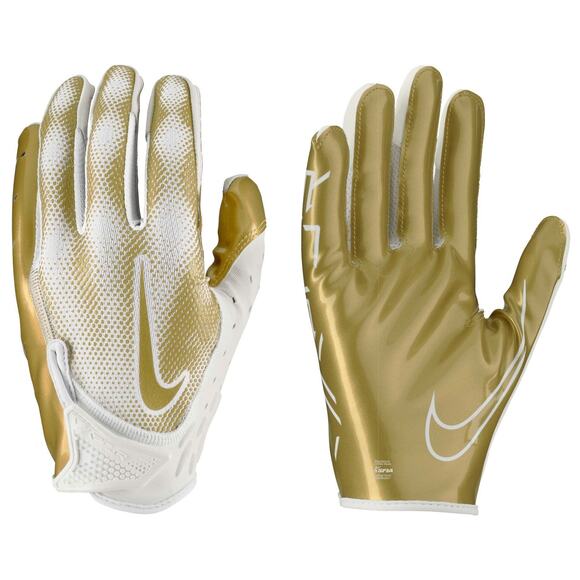 NWT Nike Vapor Jet Metallic 7.0 White/Metallic Gold Football Gloves Mens Size M - Picture 1 of 7